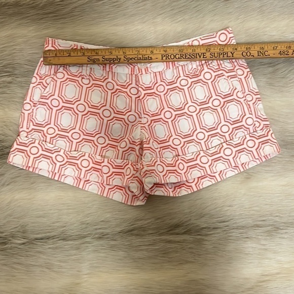 OLD NAVY White Orange Circle Square 0 Y2K Shorts Low Rise Belt Loops Pockets - Picture 8 of 10